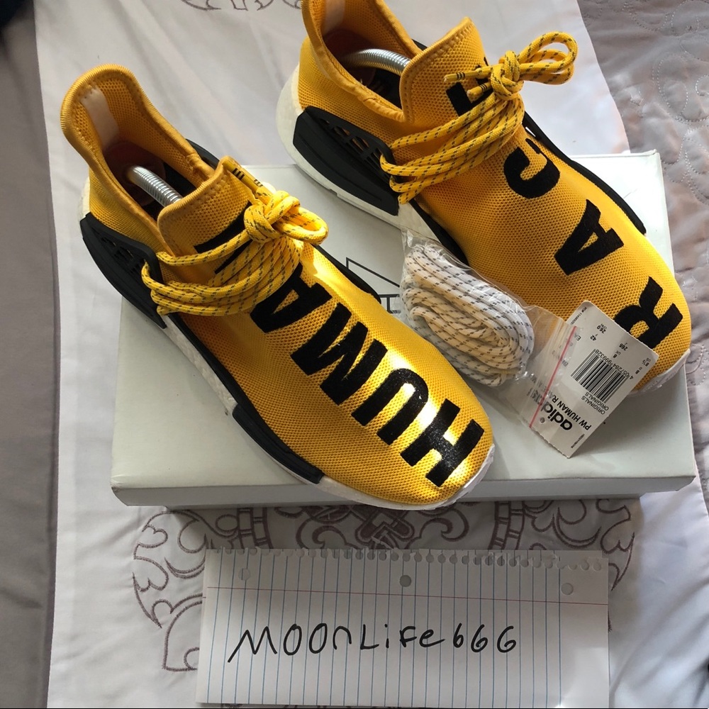 Adidas human race size 8.5 yellow